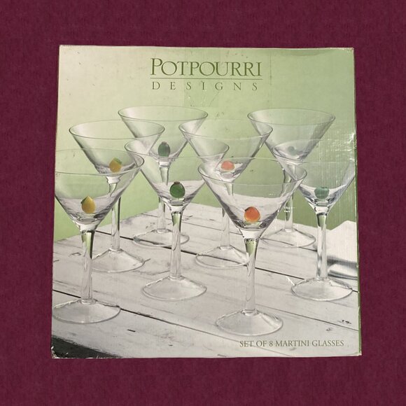 Martini Glasses by Potpourri Designs, Set of 8, Vintage, Handmade - Picture 7 of 9